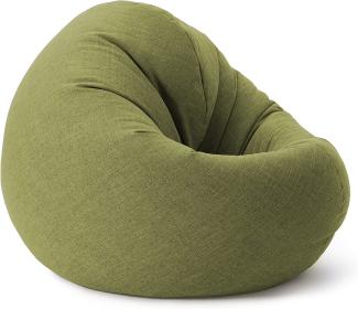 Lumaland 'Interior Line' 2-in-1 Sitzsack, für drinnen, 300l Füllung, Leinen Look and Feel, Lime, 120 x 80 x 75 cm