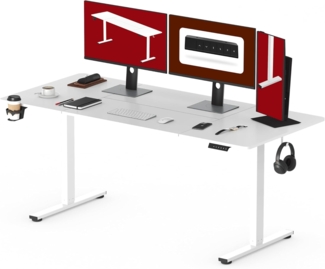 SANODESK Elektrisch Höhenverstellbarer Schreibtisch 180x80 cm – Ergonomischer Steh-Sitz Tisch mit Memory-Funktion für Homeoffice und Heimbüro,weiß, Computertisch, Standing Desk