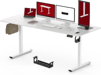 SANODESK Elektrisch Höhenverstellbarer Schreibtisch 180x80 cm – Ergonomischer Steh-Sitz Tisch mit Memory-Funktion für Homeoffice und Heimbüro,weiß, Computertisch, Standing Desk