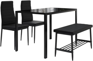 Esstisch-Set Grand Schwarz 120 x 70 cm 4-teiliges Set Vicco