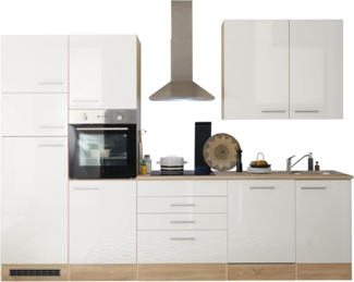 Küche LAUREL Küchenblock Küchenzeile Komplettküche 310 cm Miniküche weiß Sonoma