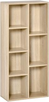 HOMCOM Bücherregal Wohnzimmerregal Bücherschrank Standschrank mit 7 Fächern Eiche Spanplatte 50 x 24 x 106 cm