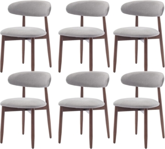 COLAMY Esszimmerstühle 6er Set, Polsternder Stühle Esszimmer mit Rückenlehne, Moderne Küchenstühle Gepolstert, Stoff Dining Chairs mit Back und Holzbeinen für Esszimmer, Küche, Restaurant, Hellgrau