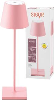 LED Tischleuchte rosa, Touchdimmer, Akku, H 38 cm