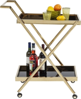 Kare Design Servierwagen Casino gold, edler Servierwagen, modern, Beistelltisch auf Rollen, Küchenwagen, Rollwagen, Transportwagen, (H/B/T) 89 x 76 x 50 cm