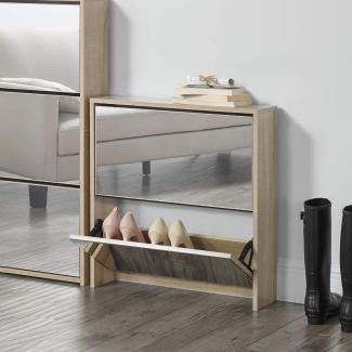 en. casa Schuhschrank Lund 67 x 63 x 17 cm mit 2 Türen Eiche