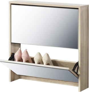 en. casa Schuhschrank Lund 67 x 63 x 17 cm mit 2 Türen Eiche