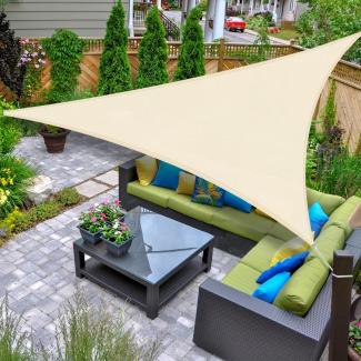 AXT SHADE Sonnensegel Wasserdicht Dreieckig 3 x 3 x 3 m Wetterschutz Sonnenschutz PES Polyester mit UV Schutz für Terrasse Balkon Garten-Helles Khaki