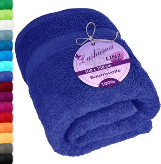 Lashuma Badetuch - Badehandtuch Linz, Frottee (1-St), Frottee Duschhandtuch 100x150 cm blau