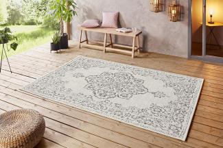 In- & Outdoor Teppich Tilos Creme Grau Anthrazit - 80x150x0,8cm