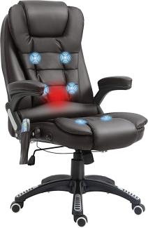 HOMCOM Massagesessel Bürosessel Bürostuhl Chefsessel Gamingsessel 6 Punkt Vibrations Massage mit Wärmefunktion drehbar (Braun)