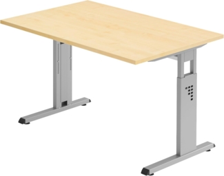 bümö® Stabiler Schreibtisch höhenverstellbar 120x80 cm | Bürotisch in Ahorn | Büroschreibtisch mit Höheneinstellung | Tisch für Büro in 9 Größen & 7 Dekoren