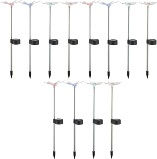 12er Set LED Solarlampen in Schmetterling und Libellen Optik