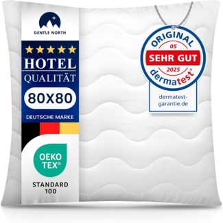Gentle North Hochwertige Kopfkissen (80x80 cm groß) in Hotelqualität - Flauschiges, gut gefülltes Schlafkissen für Allergiker geeignet (Ökotex 100 Zertifiziert) - 60° Waschbar
