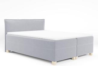 Boxspringbett Fren mit 2 Bettkästen - Doppelbett mit Bonell-Matratze und Topper, Polsterbett, Bett mit Holzfüße, Schlafzimmer (Grau (Paros 05), 160 x 200 cm)