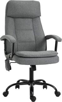 Vinsetto Bürostuhl Massage höhenverstellbarer Chefsessel Gamingstuhl mit Massagefunktion, ergonomischer Drehstuhl Massage Sessel Leinen-Gefühl Grau 63 x 70 x 112-121 cm