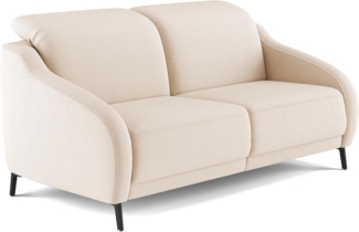 CAVADORE 2,5er-Sofa Blue / 2,5-Sitzer Couch im modernen Design mit motorischer TV-Funktion Inkl. Kopfteilverstellung und mattschwarzen Metallfüßen / 172 x 93 x 104 / Flachgewebe, Beige