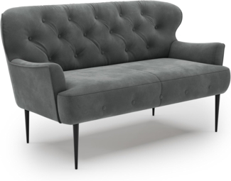 CAVADORE 2-Sitzer Küchensofa Amba, Trendige Sitzbank für Küche oder Esszimmer / 153 x 97 x 87 / Hochwertiges Mikrofaser: Grau