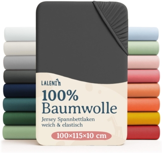 Laleni Jersey Spannbettlaken 100x115 cm Laufstall 2er Set - OEKO-TEX zertifiziertes Spannbettlaken 6-eckig - Laufstall Bezug Baumwolle - Spannbettlaken Laufgitter 100x115 - Baby Bettwäsche - Anthrazit