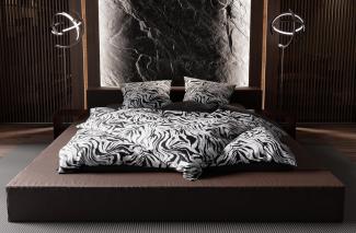 Moderner Mako Satin Wende Bettwäsche Zebra Muster schwarz weiß 40x80