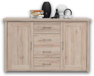 LUCA KOMFORT Elegante Schlafzimmer Kommode im Landhausstil - stilvolles & ausdrucksstarkes Sideboard in Eiche San Remo für Ihr Schlafzimmer - 150 x 91 x 42 cm (B/H/T)