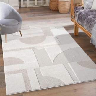 Carpet City Teppich LOUNGE 9992, rechteckig, Höhe: 15 mm, Kurzflor-Teppich Modern, Hoch-Tief-Struktur, Wohnzimmer, Schlafzimmer