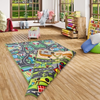Pergamon Straßenteppich Beidseitig Kinder Spielteppiche für Kinderzimmer und Spielzimmer