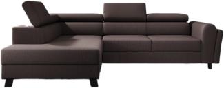 Designer Sofa Kira mit Schlaf- und Klappfunktion Stoff Dunkelbraun Links