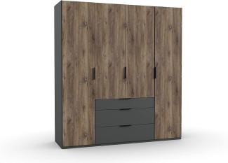 Kleiderschrank >Winnipeg< (B/H/T: 200x216x58 cm) in Graphit - 200x216x58 (BxHxT)