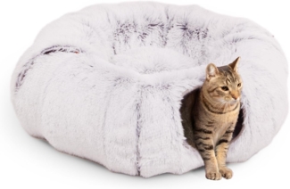 Canadian Cat Company Tiertunnel Katzentunnel Otis - versch. Farben, Donut - Tunnel und Tierbett, Plüschfell imitat, viele Funktionen, zwei faltbare Katzentunnel, Plüschbett in der Mitte