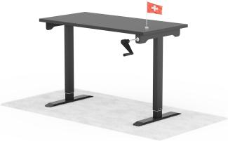 manuell höhenverstellbarer Schreibtisch EASY 120 x 60 cm - Gestell Schwarz, Platte Anthrazit