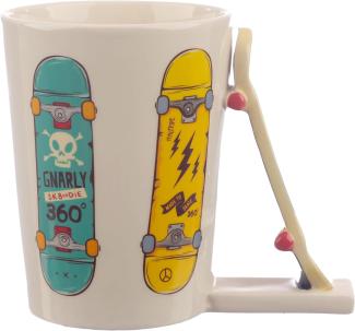 Skateboard geformter Griff Keramik Tasse