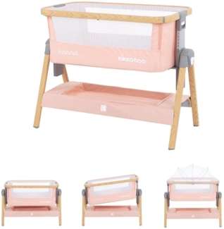 Kikkaboo Beistellbett Nanna Matratze höhenverstellbar Moskitonetz Räder Korb pink