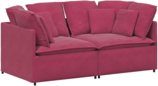 vidaXL Modulares Sofa mit Kissen Samt Weinrot 3321253