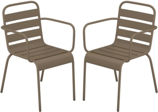 Vente-unique - Gartensessel stapelbar 2er-Set - Metall - Taupe - MIRMANDE von MYLIA
