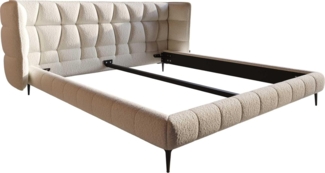 Polsterbettgestell Capujo 180x200 cm Bouclé Creme-Weiß