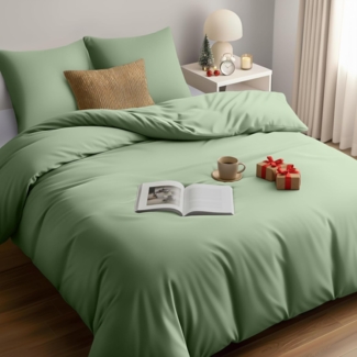 Utopia Bedding Bettwäsche Set - Mikrofaser Bettbezug 260x240 cm + 2 Kissenbezüge 65x65 cm - Salbeigrün