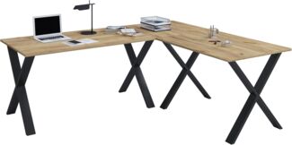 VCM Schreibtisch Lona 919791 Schwarz / Honig-Eiche H. 76 x B. 220 x T. 190 cm