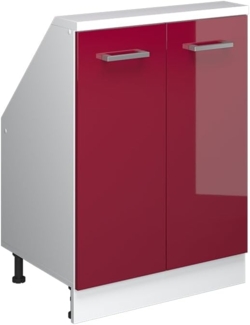 Dachschrägenschrank Rion Bordeaux Hochglanz/Weiß mit 2 Türen Vicco