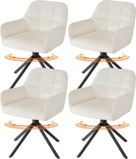 Sweetcrispy Esszimmerstuhl 4er Set, 360° Drehstuhl Esszimmer, Küchenstuhl, Samt Schminktisch Stuhl, bis 120 kg belastbar, Sessel mit Armlehnen Stahlbeine, Schreibtischstuhl für Arbeitszimmer, Beige