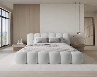 Chilly Möbel Polsterbett Stone Grau Bouclé Stoff 160x200 cm mit Stauraum Quelle 83