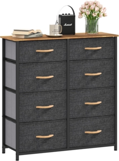 DWVO Kommode mit 8 Schubladen, langlebiger Stoff, Robustes Metallgestell, modern und funktional, ideal für Schlafzimmer, Wohnzimmer, Flur, Kinderzimmer, dunkelgrau