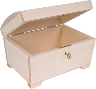 Creative Deco Holzkiste Schatztruhe mit Deckel, Schloss und Schlüssel, Abschließbare Holzbox für Gegenständen, Aufbewahrung und Dekoration