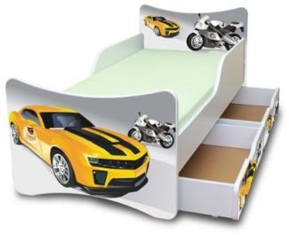 Best For Kids 'Rennfahrzeuge' Kinderbett mit Schaummatratze 90x180 grau