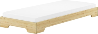 Extra niedriges stabiles Teenagerbett in kompakter Form 80x190 Massivholz Kiefer V-60.41-08-190Rollrost und Matratze inkl.