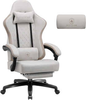 GTPLAYER Gaming-Stuhl Ergonomischer Gaming Sessel Schreibtischstuhl mit Stoffoberfläche (Pacekung), Federsitzkissen mit Fußstütze