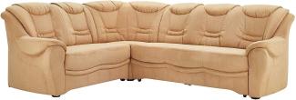 Cavadore Ecksofa Bansa mit Federkern / Polstercouch im klassischen Design / inkl. Bettfunktion / 265 x 94 x 215 / Mikrofaser Hellbraun