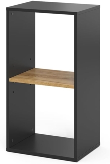 Bücherregal Tomy Anthrazit/Goldkraft Eiche 40 x 74 cm mit 2 offenen Fächern Vicco