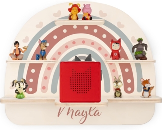 KIDSMOOD - Personalisiertes Tonie Regal für Kinderzimmer | Regenbogen Wand-Regal mit genügend Platz für Tonie-Hör-Figuren, Aussparung für Tonie-Musikbox & Kabelmanagement, Tonie Regal Mädchen & Jungen