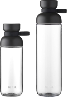Mepal Trinkflaschen Vita - Wasserflaschen Duo Pack - Flaschen für Uni, Arbeit, Fitness, Outdoor, Job - Stoßfest, Auslaufsicher - BPA-frei & Spülmaschinenfest - 500 & 900 ml - Nordic Black